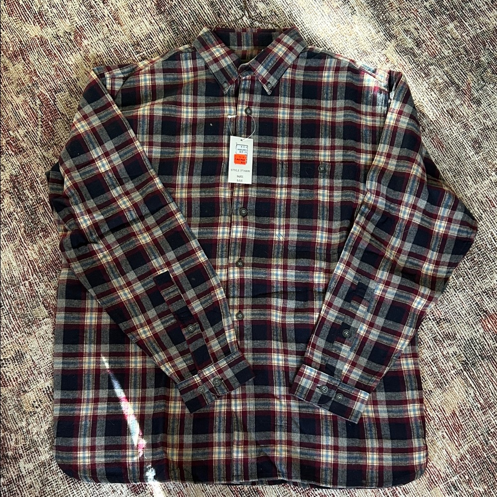 Classic Men's Plaid Button-Down Shirt - Navy, Burgundy and White